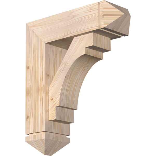 Ekena Millwork Merced Arts and Crafts Smooth Bracket w/ Offset Brace, Douglas Fir, 7 1/2"W x 24"D x 28"H BKT0806X24X28MRC03SDF - main